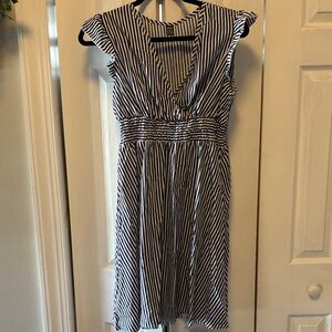 SHEIN Monochrome Striped Midi Dress